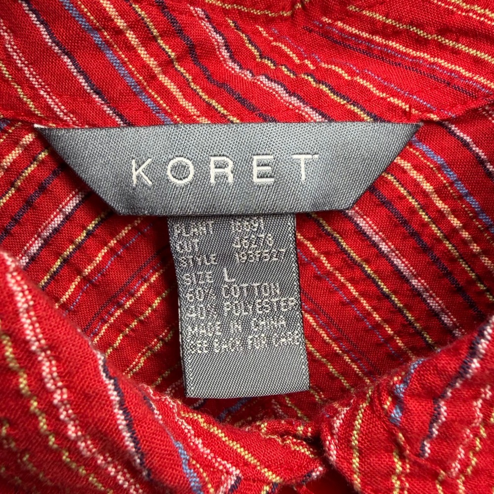 Koret Button Down Shirt Large Red Diagonal Stripe… - image 3